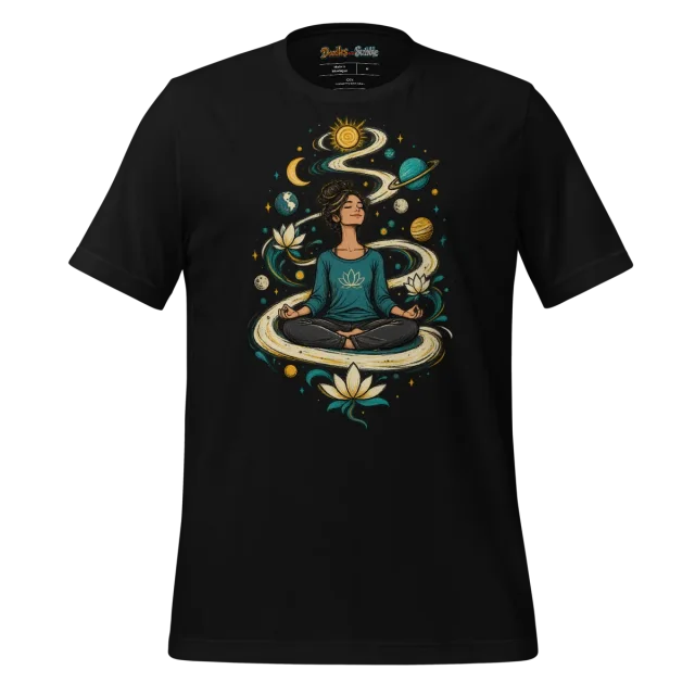 Cosmic Meditation T Shirt with Serenity Swirl Doodle alternate view