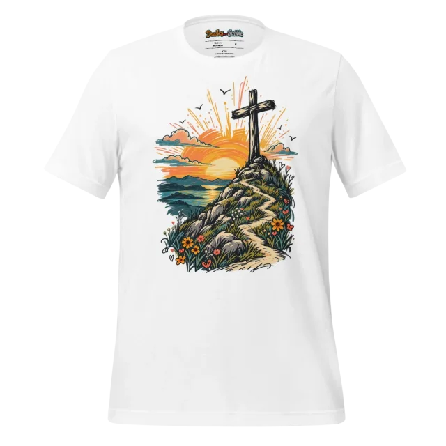 Sunset Glory Cross T Shirt with Vista Illustration