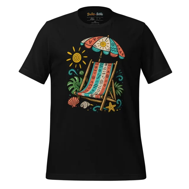 Beach Chair Doodle T Shirt with Relaxing Summer Artwork alternate view