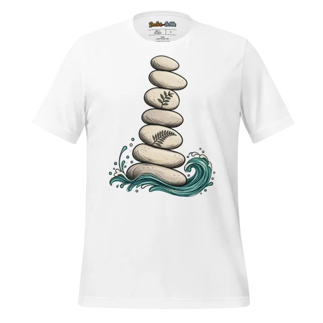 Stacked Stones Yoga T Shirt with Gentle Waves
