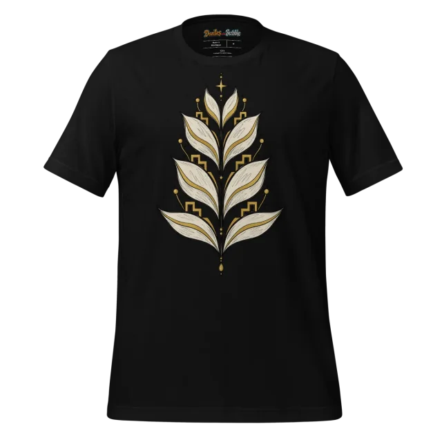 Art Deco Leaf T Shirt with Symmetrical Doodle Motif alternate view