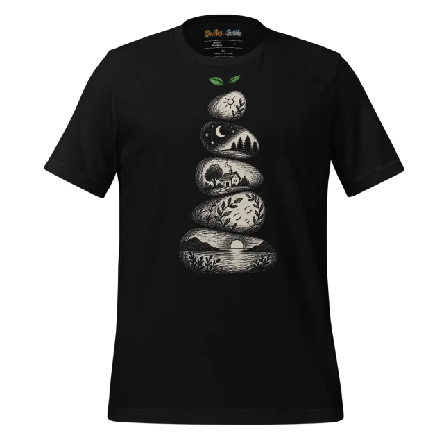 Zen Pebble Stack T Shirt Tranquil Balance Doodle alternate view