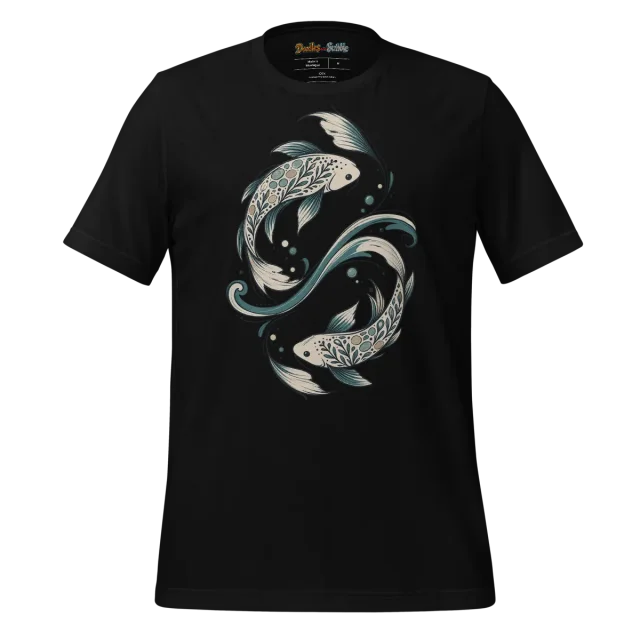 Fish Line Art T Shirt Gentle Waves Design alternate view