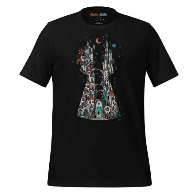 Doodle Architecture T Shirt Imaginative Cityscape Sketch alternate view