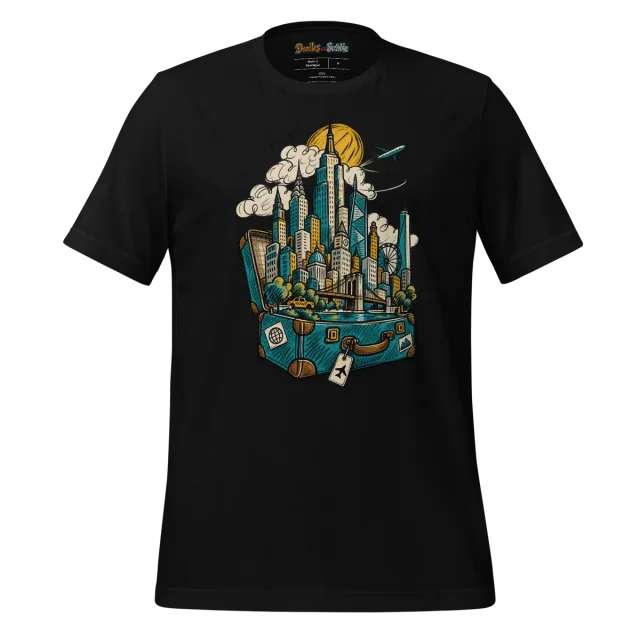 Skyline Silhouette T Shirt with Modern City Doodle alternate view