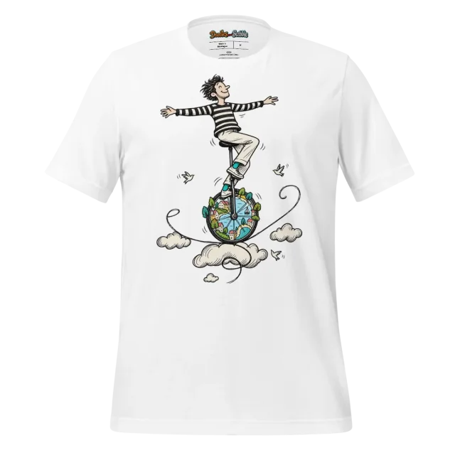 Unicycling Doodle T Shirt Balance Beam Art
