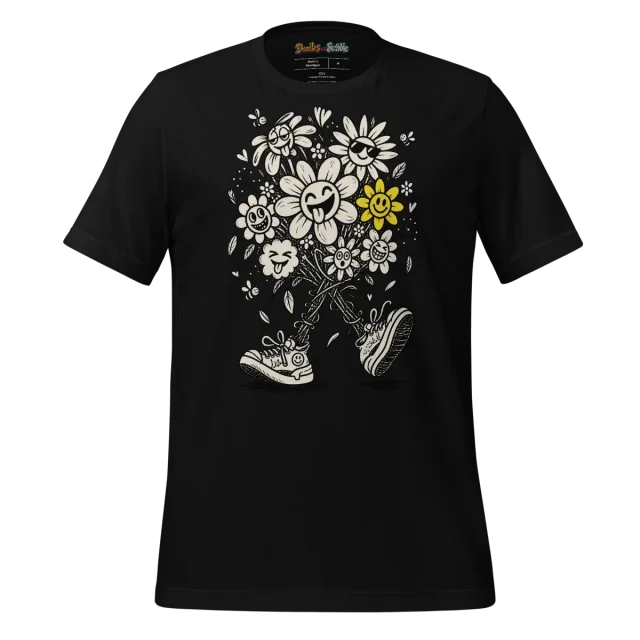 Floral Doodle T Shirt Lively Bloom Illustration alternate view