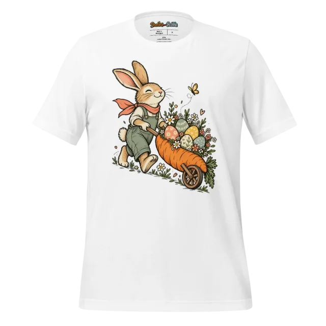 Garden Easter Bunny T Shirt with Enchanted Doodle Art