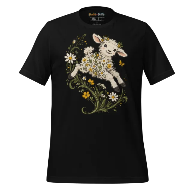 Wildflower Lamb T Shirt Whimsical Meadow Doodle alternate view
