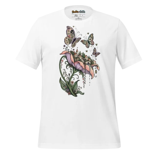 Butterfly Blossom T Shirt with Floral Fairy Tale Sketch