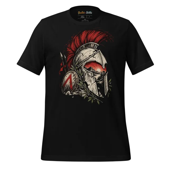 Spartan Helmet T Shirt with Scribbled Valor Design alternate view