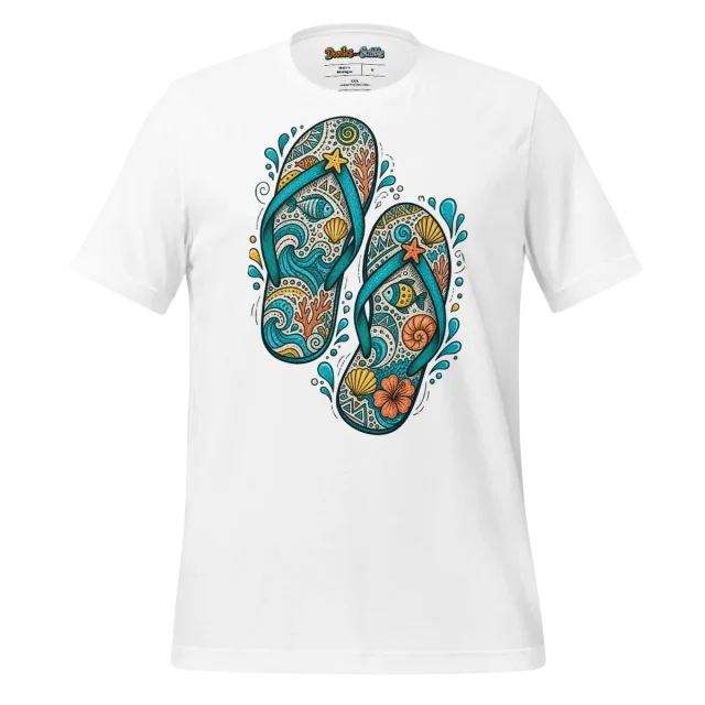 Flip Flops Doodle T Shirt with Intricate Summer Artwork