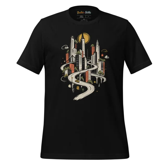Urban Landscape T Shirt with Abstract Metropolitan Doodle alternate view