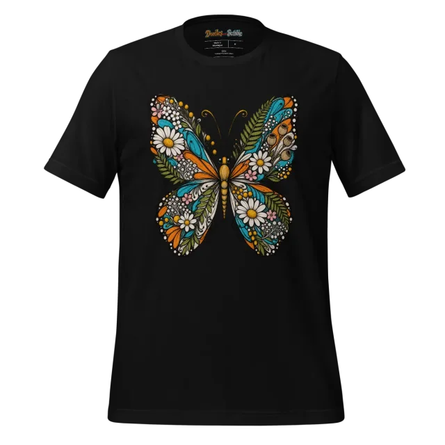 Butterfly Floral T Shirt Metamorphosis Embrace Design alternate view
