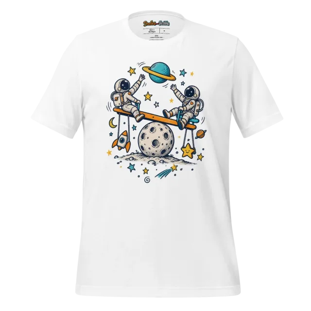 Cosmic Doodle T Shirt with Whimsical Astro Playground Art
