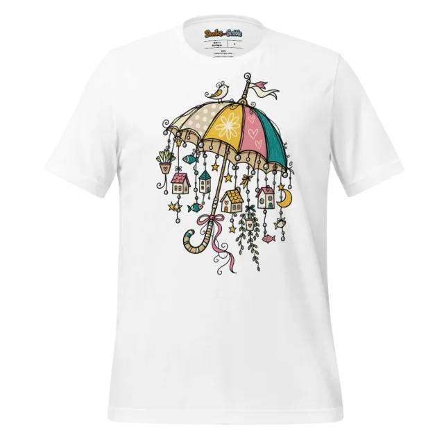 Eclectic Doodle T Shirt with Whimsical Extravaganza Art