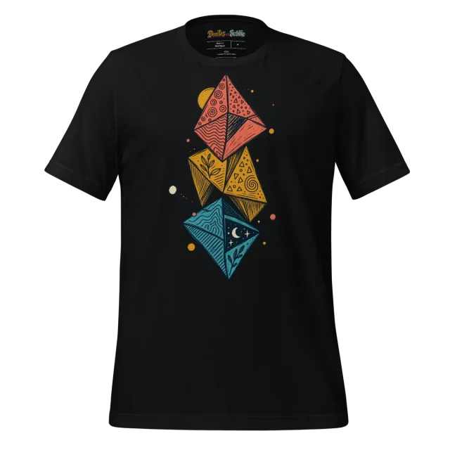 Geometric Harmony T Shirt with Doodle Design alternate view