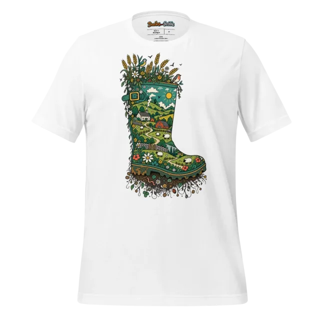 Rustic Landscape T Shirt Countryside Canvas Doodle