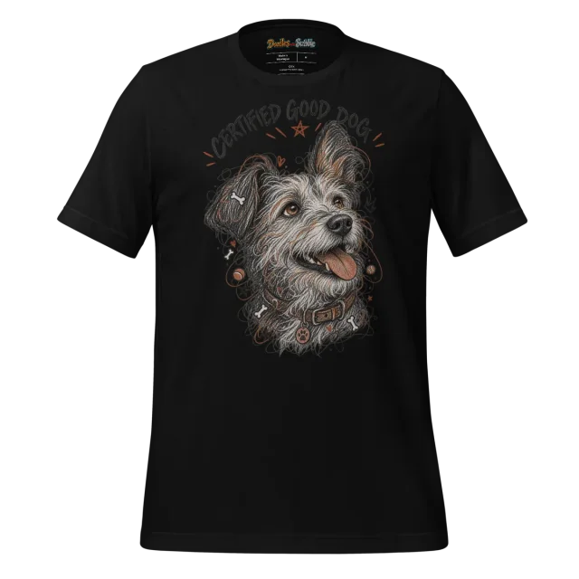 Dog Doodle T Shirt with Adorable Sketch Art alternate view
