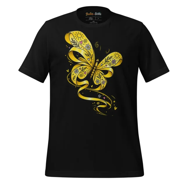 Butterfly Scribble T Shirt with Yellow Swirl Artwork alternate view
