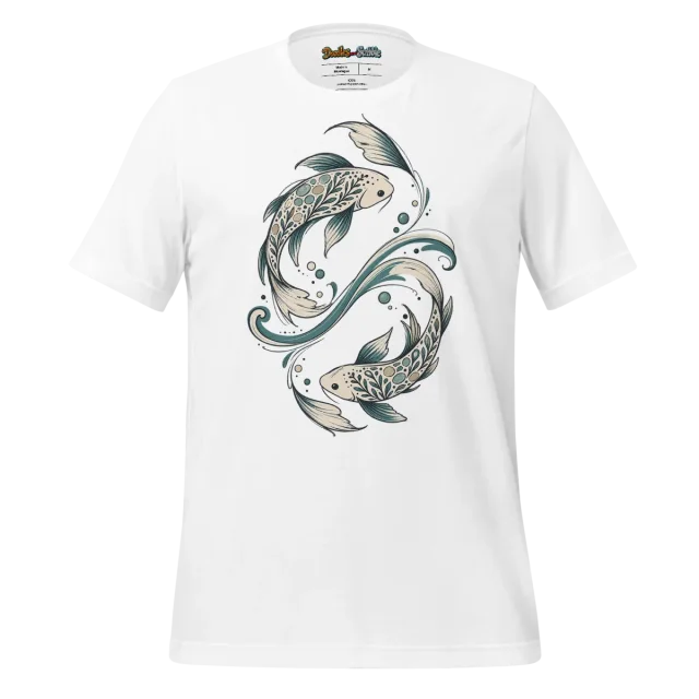 Fish Line Art T Shirt Gentle Waves Design
