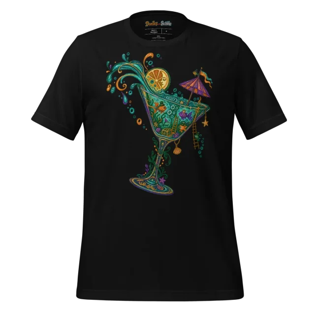 Tropical Cocktail T Shirt with Summer Doodles Artwork alternate view