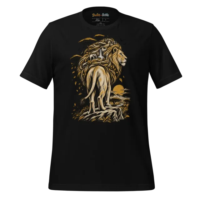 Lion Kingdom T Shirt with Majestic Doodle Art alternate view