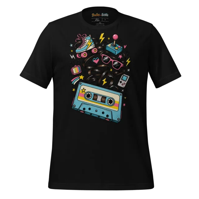 Retro Pop Culture T Shirt with Eclectic Doodle Mashup alternate view