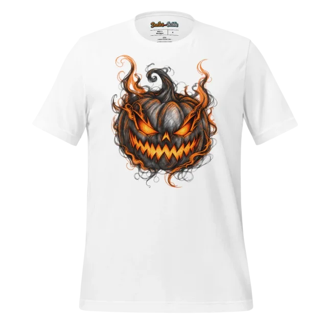 Flaming Pumpkin T Shirt Halloween Scribble Design