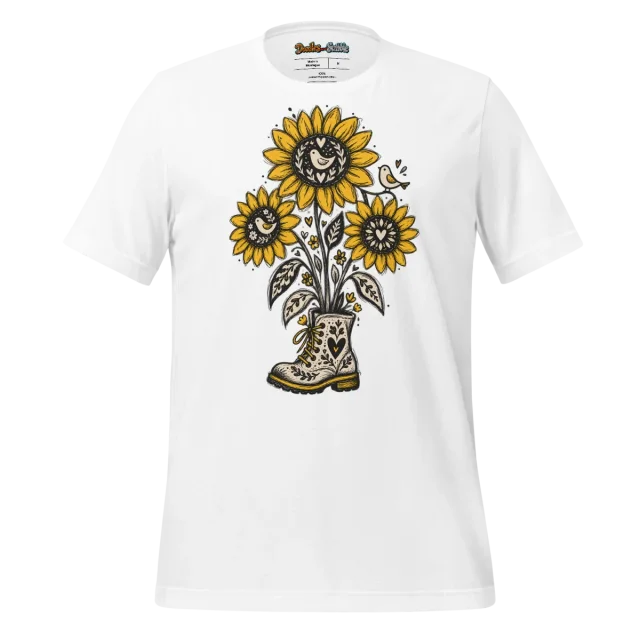 Sunflower Field T Shirt with Folklore Doodles