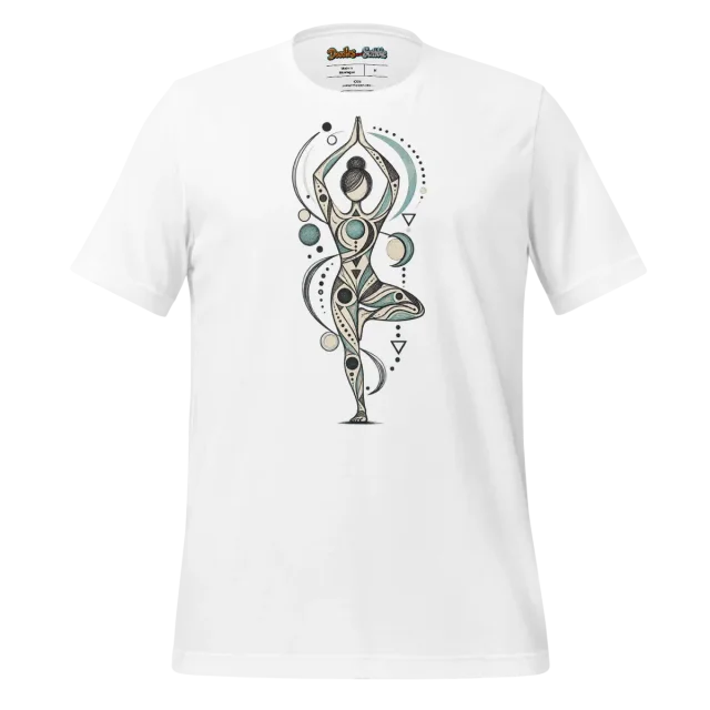Yoga Balance T Shirt with Abstract Geometric Doodle