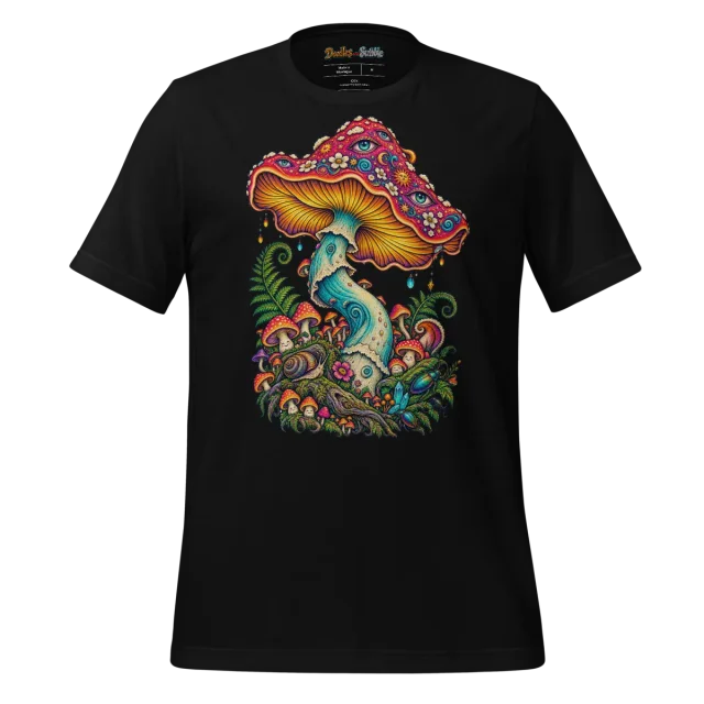 Psychedelic Mushroom T Shirt with Fungal Fantasy Art alternate view