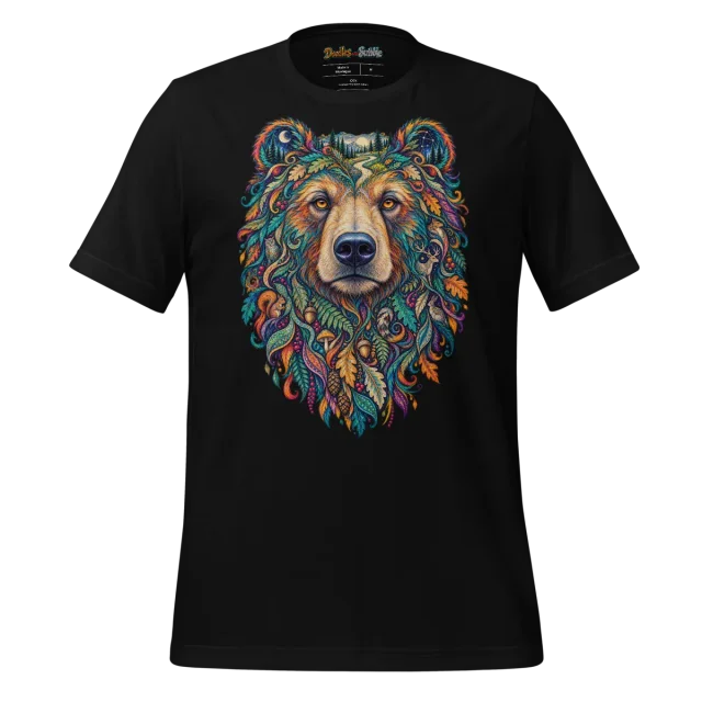 Psychedelic Bear T Shirt with Forest Spirit Art alternate view