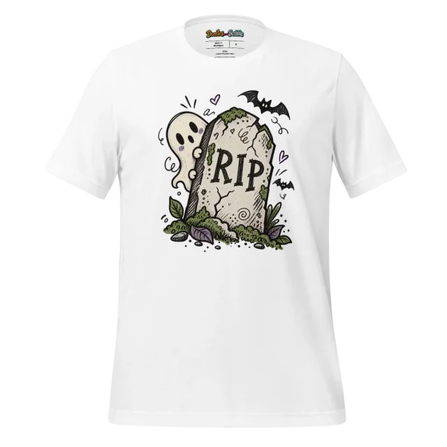 RIP Tombstone T Shirt with Halloween Doodle