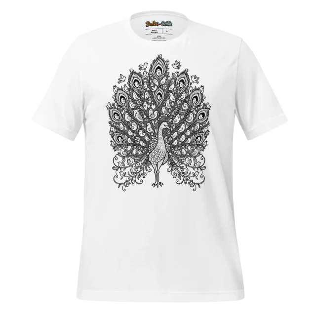 Zentangle Peacock T Shirt Majestic Plumage Design