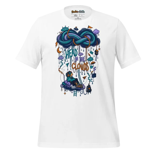 Whimsical Cloud T Shirt with Doodle Art