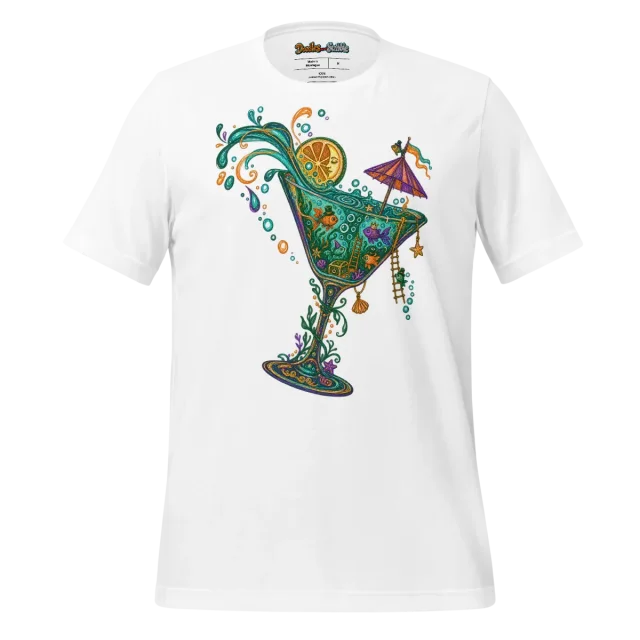 Tropical Cocktail T Shirt with Summer Doodles Artwork