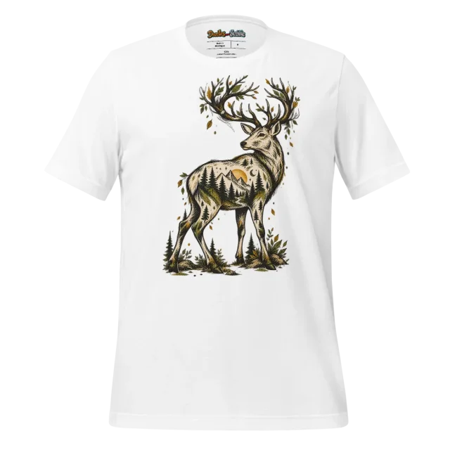 Stag Silhouette T Shirt with Forest Monarch Design