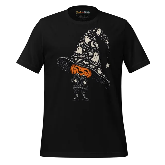 Pumpkin Hat T Shirt with Ghostly Gourd Doodle alternate view