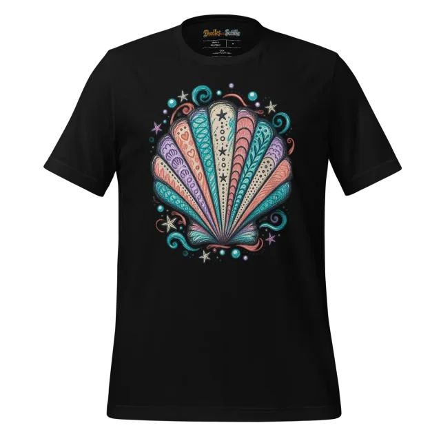 Seashell Doodle T Shirt with Colourful Summer Artwork alternate view