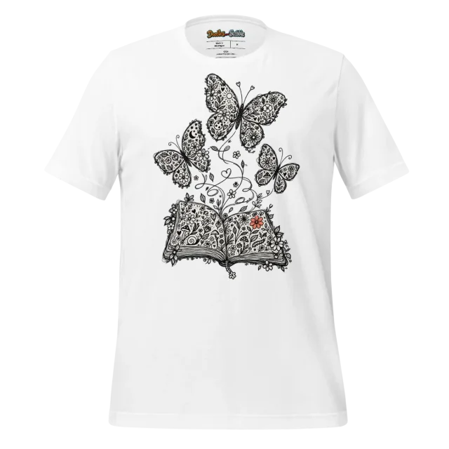Butterfly Floral T Shirt Nature's Sketchbook Doodle