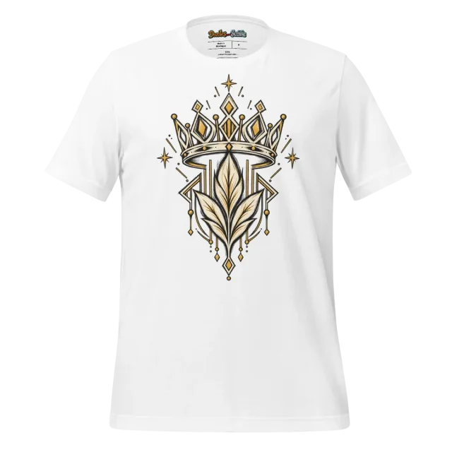Art Deco Emblem T Shirt with Linear Geometric Accents