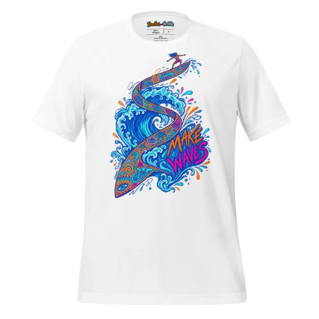 Psychedelic Surfboard T Shirt with Ocean Waves