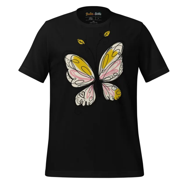 Butterfly Whimsy T Shirt with Spirited Scribble Art alternate view