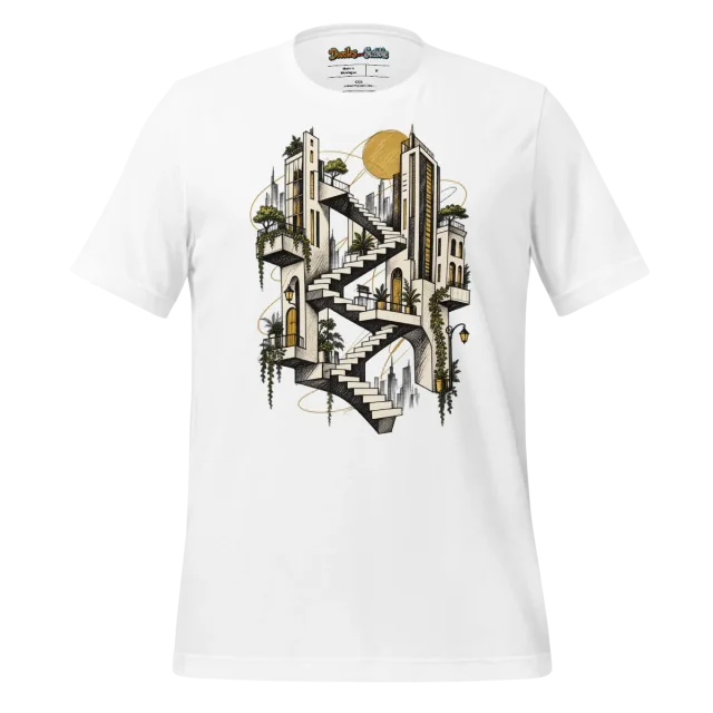 Structural Contour T Shirt with Sleek Urban Doodle Art