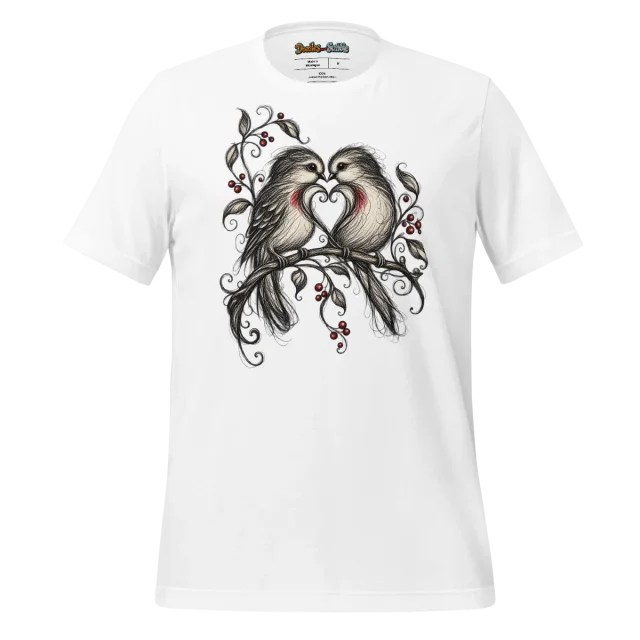 Lovebird Scribble T Shirt Whispers of Nature Design