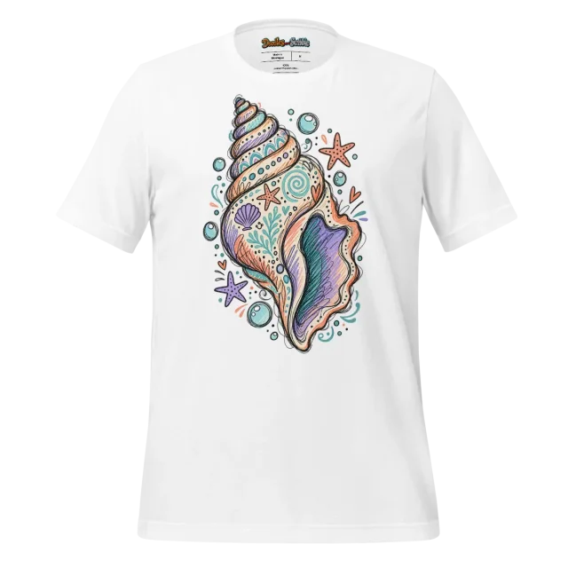 Seashell Summer Doodle T Shirt with Colourful Artwork