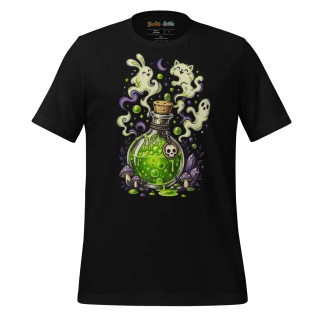Potion Bottle T Shirt with Halloween Doodle Design alternate view