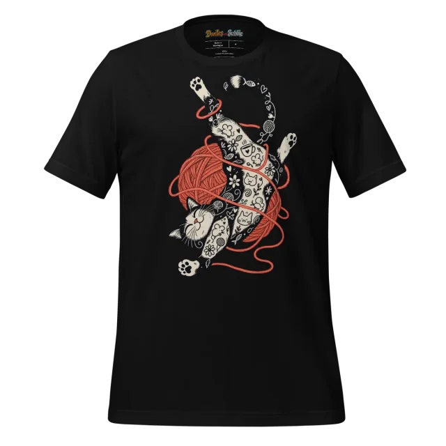 Purr fect Doodle T Shirt Whimsical Feline Play alternate view