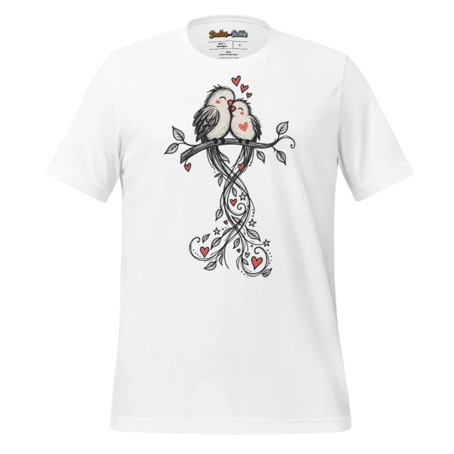 Lovebirds T Shirt Romantic Perch Doodle